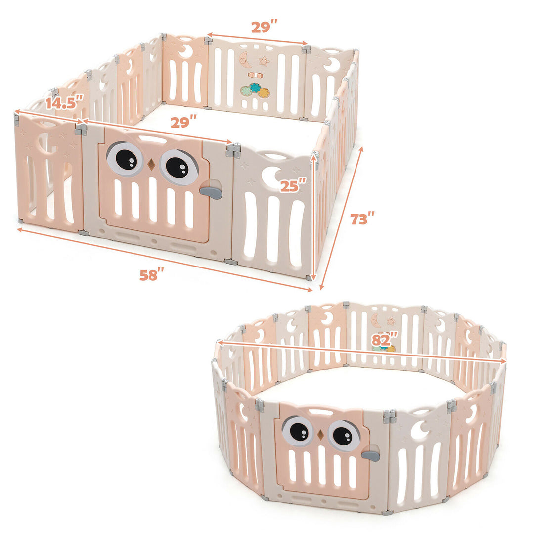 Babyjoy 16-Panel Baby Playpen Kids Activity Center Play Yard w/ Lock Door Image 3