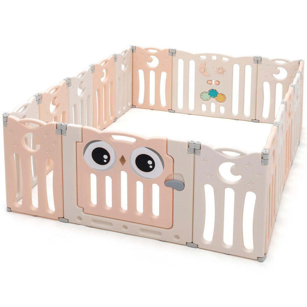 Babyjoy 16-Panel Baby Playpen Kids Activity Center Play Yard w/ Lock Door Image 4