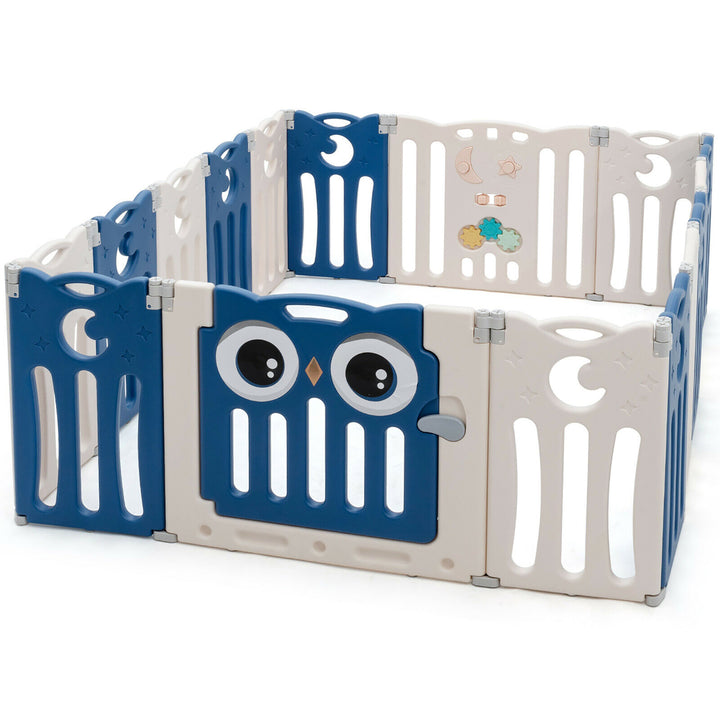 Babyjoy 16-Panel Baby Playpen Kids Activity Center Play Yard w/ Lock Door Image 4