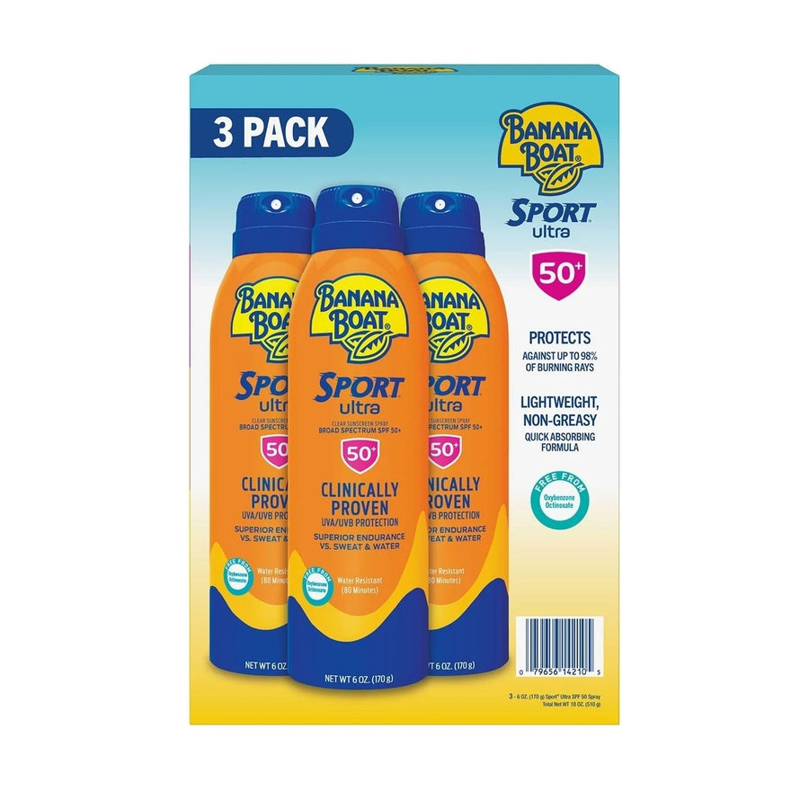 Banana Boat Sport Ultra Sunscreen Spray SPF 50+ 6 Ounce (Pack of 3) Image 1