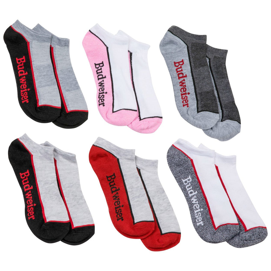 Budweiser Logo Womens Cushioned No-Show Socks 6-Pair Multipack Image 1