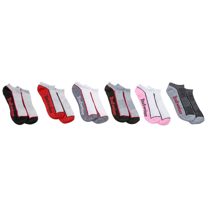 Budweiser Logo Womens Cushioned No-Show Socks 6-Pair Multipack Image 2