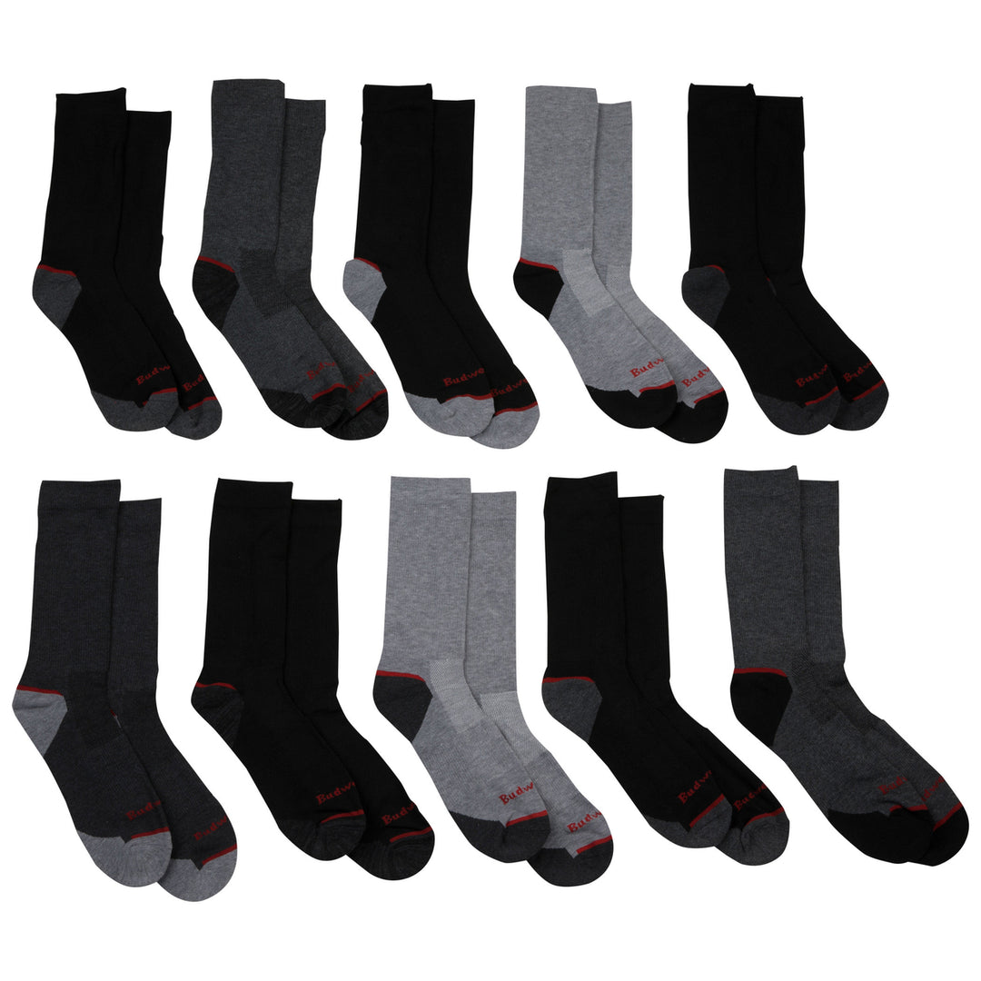 Budweiser Logo Mens Athletic Cushioned Crew Socks 10-Pair Multipack Image 1