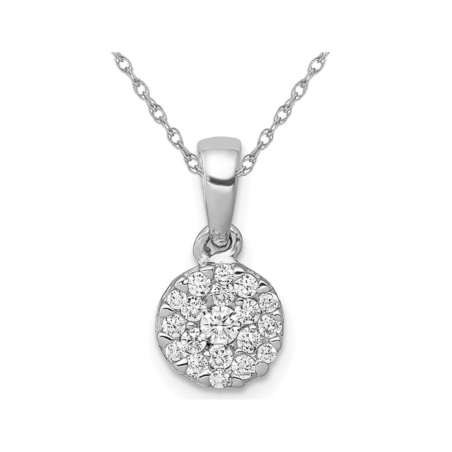 1/4 Carat (ctw) Lab-Grown Diamond Circle Cluster Necklace Pendant in 14K White Gold with Chain Image 1