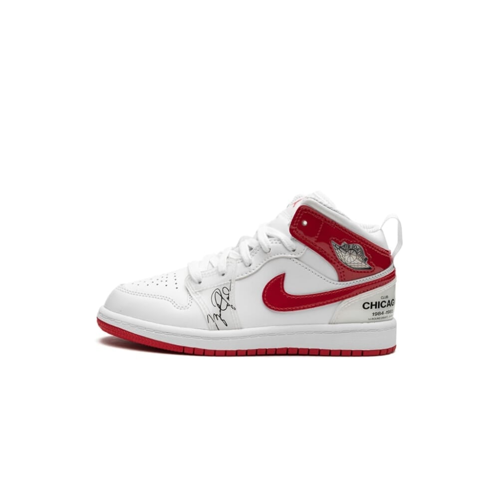 Nike Jordan 1 Mid SS White/University Red  DR6495-116 Pre-School Image 1