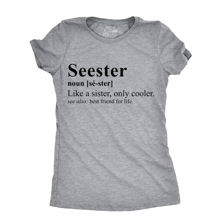 Womens Funny T Shirts Seester Sarcastic Sister Graphic Tee For Ladies Image 1