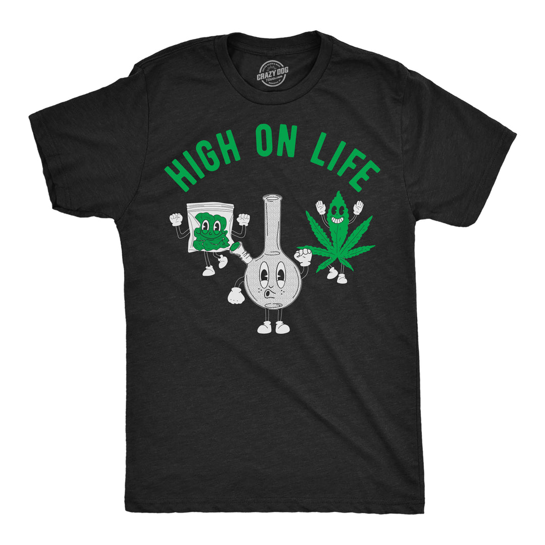 Mens Funny T Shirts High On Life 420 Smokers Graphic Tee For Men Image 1