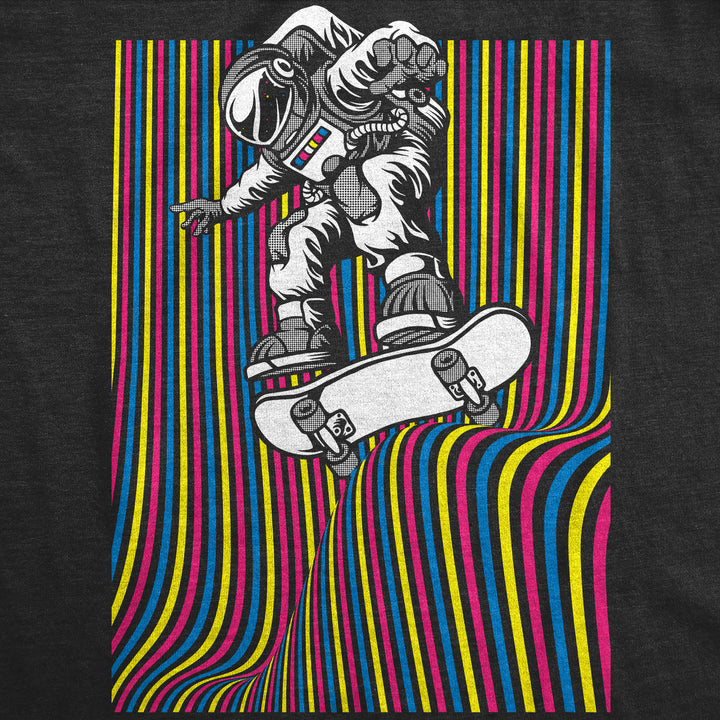 Mens Astronaut Skater Funny T Shirt Skateboard Graphic Tee For Men Image 2