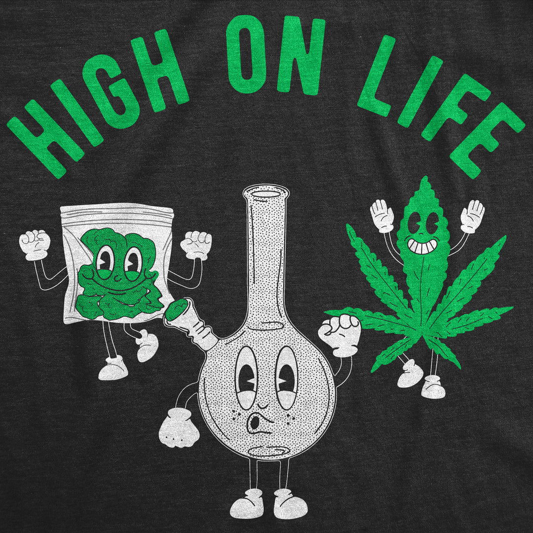 Womens Funny T Shirts High On Life 420 Smokers Graphic Tee For Ladies Image 2