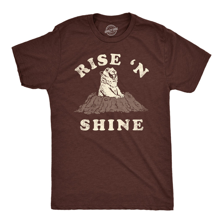 Mens Funny T Shirts Rise N Shine Ground Hogs Day Graphic Tee For Men Image 1