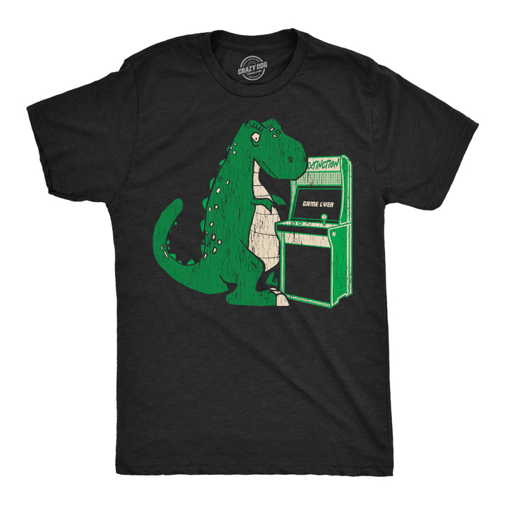 Mens Game Over T Rex Funny T Shirt Retro Video Game Tee For Men Image 1