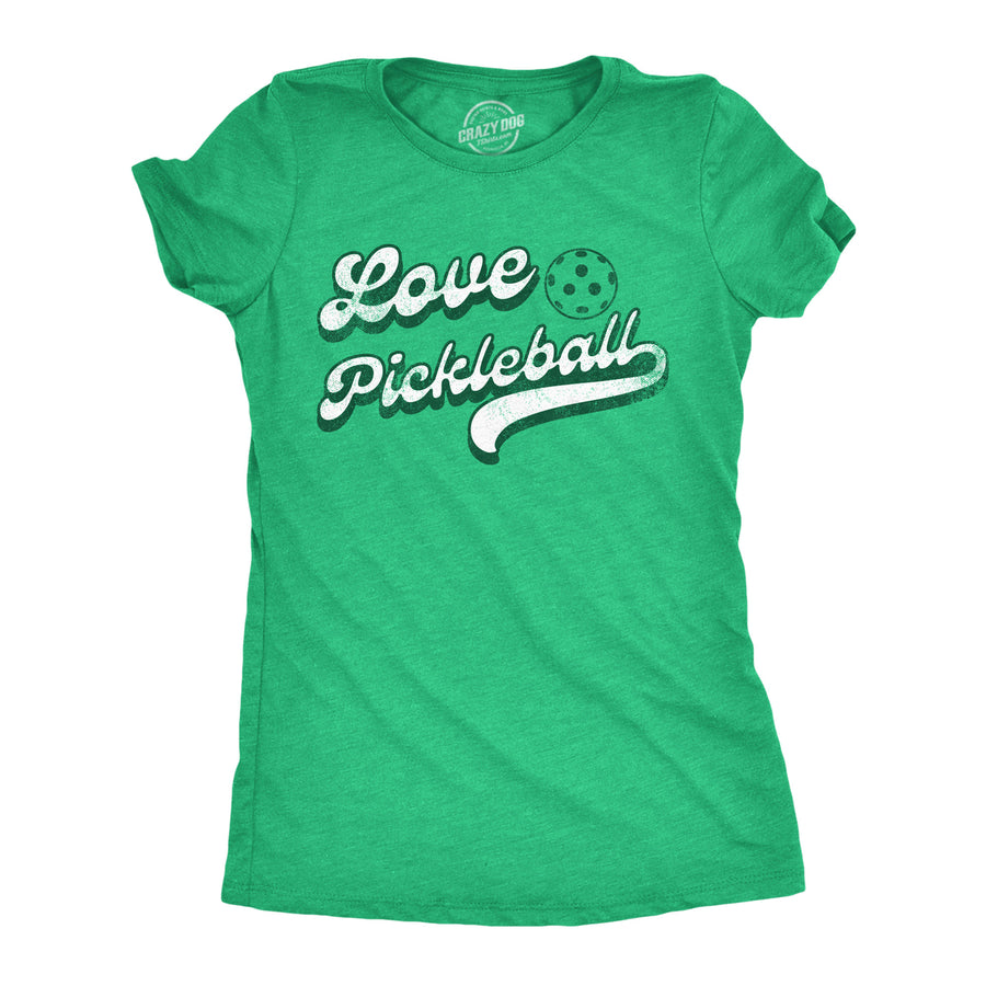 Womens Love Pickleball Funny T Shirt Pickle Ball Retro Graphic Tee For Ladies Image 1