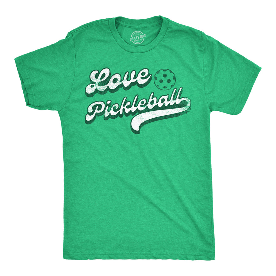 Mens Love Pickleball Funny T Shirt Pickle Ball Retro Graphic Tee For Men Image 1