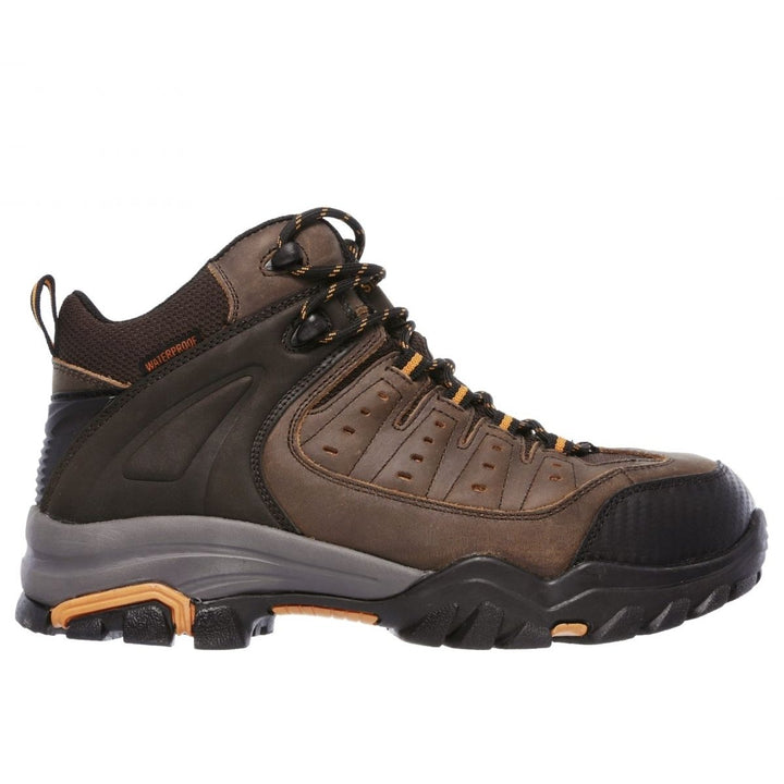 SKECHERS WORK Mens Delleker - Lakehead Steel Toe Work Boot Brown/Orange - 77126-BROR BROWN/ORANGE Image 1