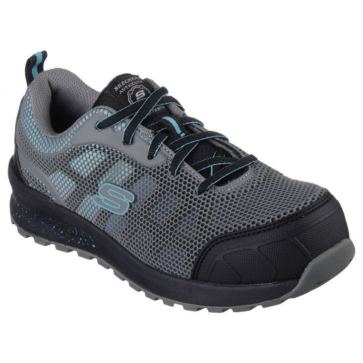 SKECHERS WORK Womens Bulklin - Lyndale Composite Toe Work Shoe Gray/Aqua 77273-GYAQ GRAY/AQUA Image 2