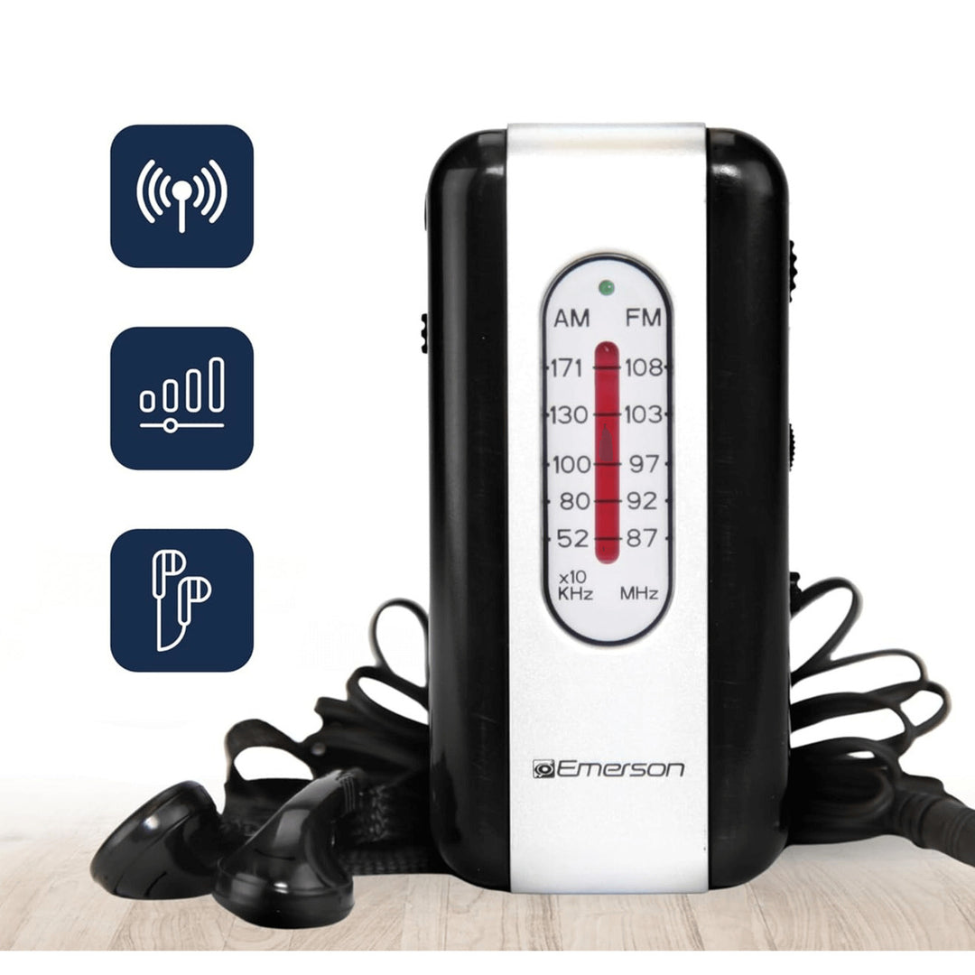 Emerson Portable AM/FM Radio Model ER-7002 with Earbuds and Wide Frequency Image 10