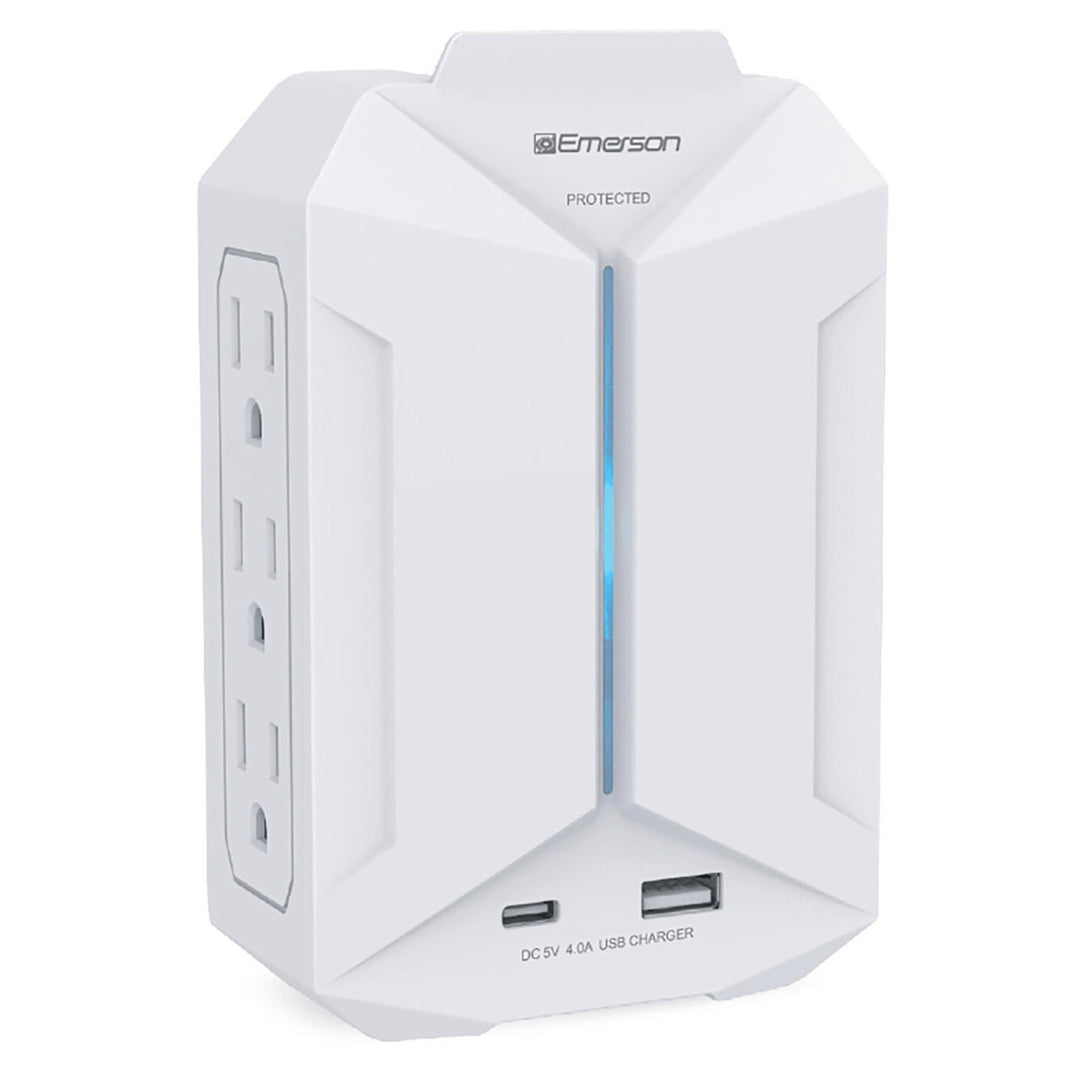 Emerson 6-Outlet USB Wall Charger Surge Protection LED Lighting EAP-1000 Image 1