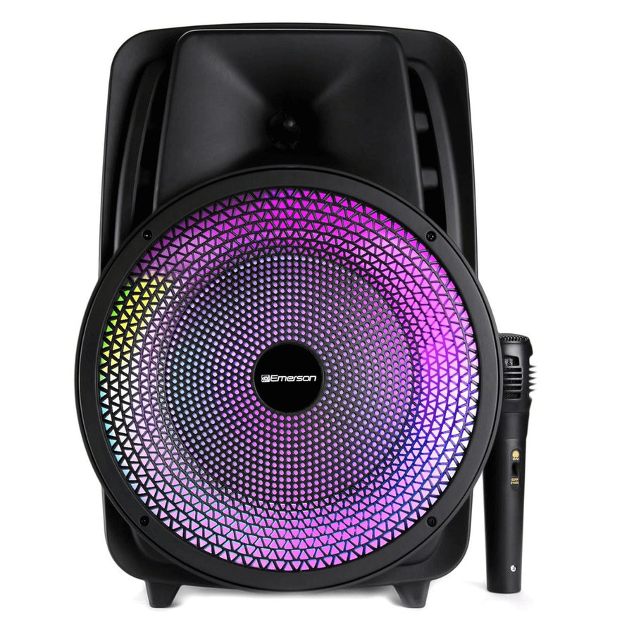 Emerson 8 Inch Bluetooth Party Speaker with FM Radio Disco Lights Model EDS-8000 Image 1