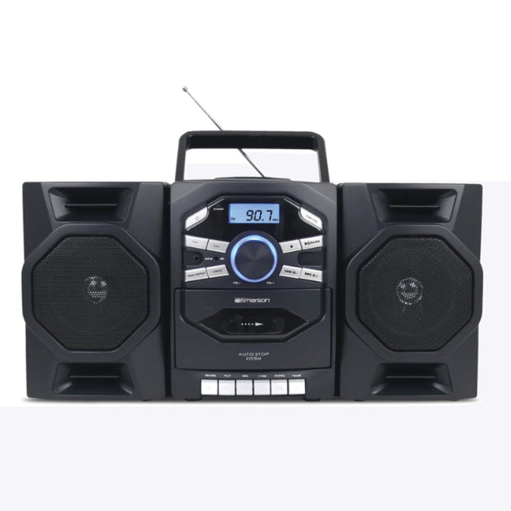 Emerson Portable CD and Cassette Stereo Boombox w AMFM Radio and Mic Audio Control Image 1