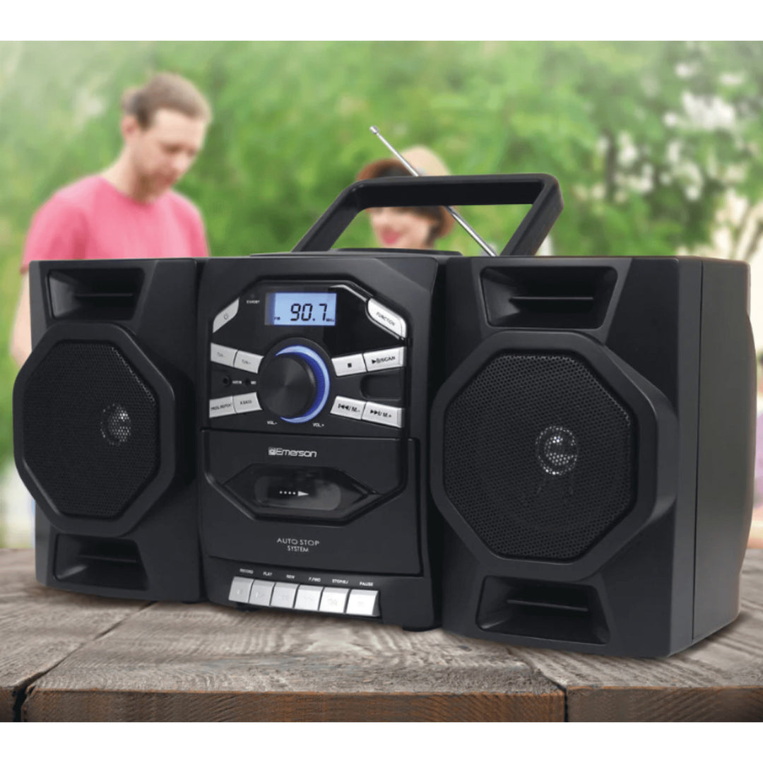 Emerson Portable CD and Cassette Stereo Boombox w AMFM Radio and Mic Audio Control Image 8