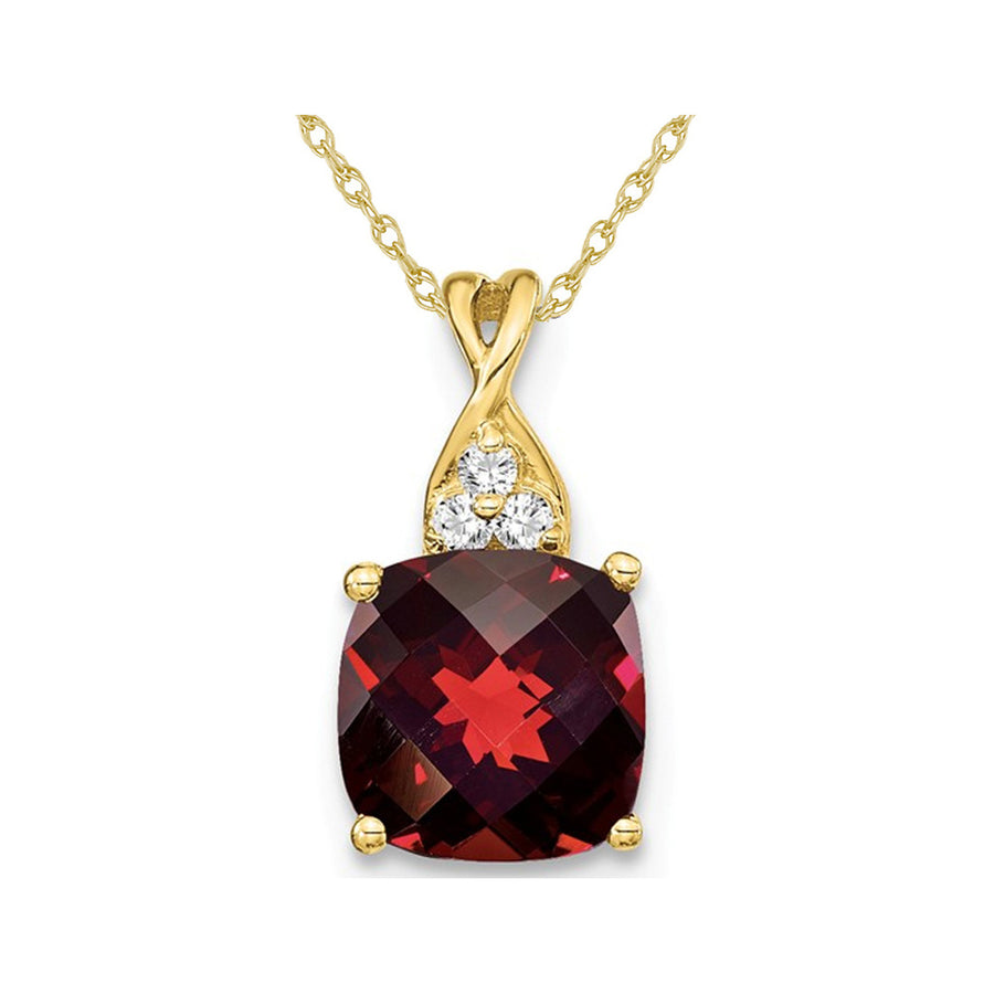 1.70 Carat (ctw) Natural Garnet Pendant Necklace in 10K Yellow Gold with Chain Image 1