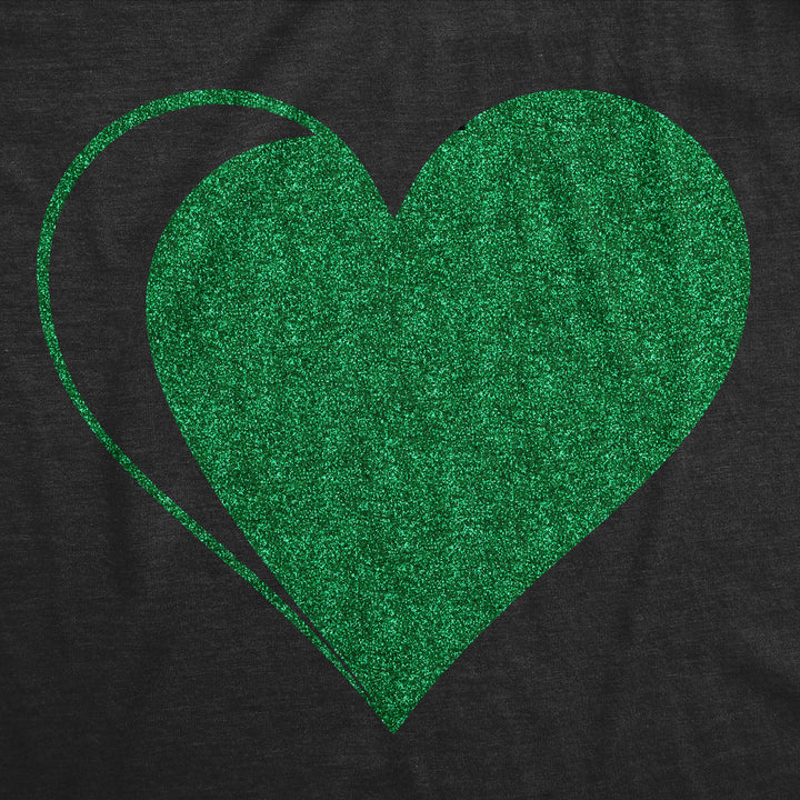 Mens Green Glitter Heart Funny St Patricks Day T Shirt For Men Image 2