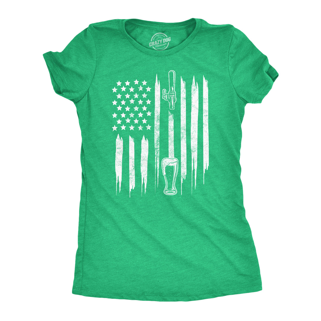 Womens Craft Beer American Flag St Patricks Day Graphic Tee Drinking T Shirt Image 1