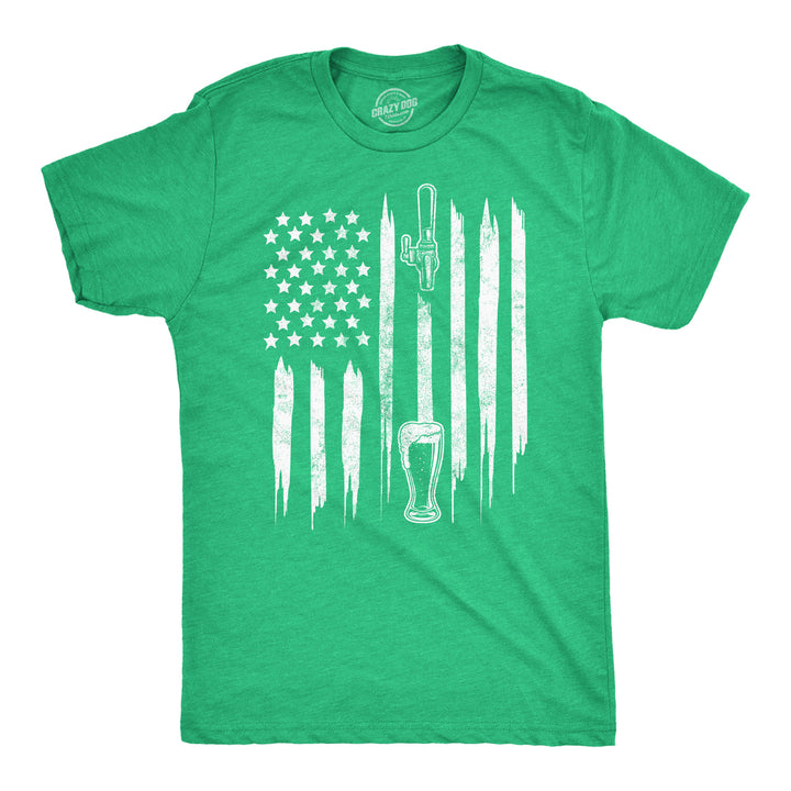 Mens Craft Beer American Flag St Patricks Day Graphic Tee Drinking T Shirt Image 1