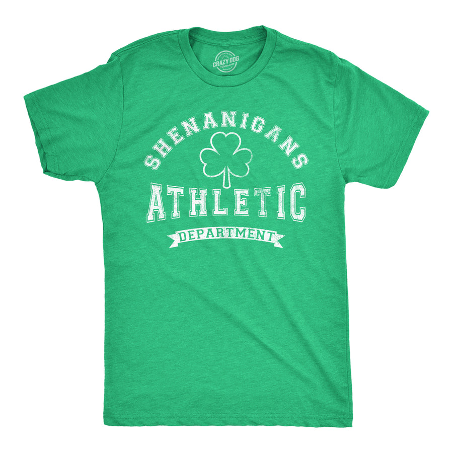 Mens Tee Shenanigans Athletic Department Funny St Patricks Day Graphic T Shirt Image 1