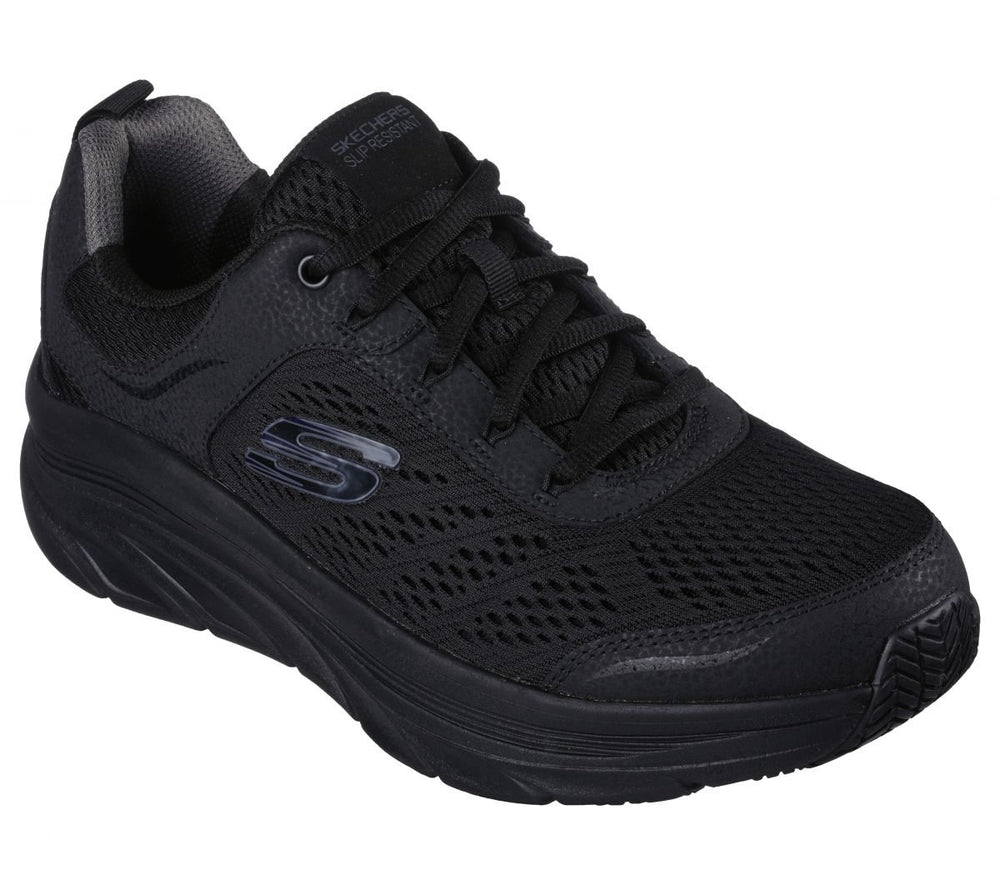 SKECHERS WORK Mens DLux Walker SR - Oswah Soft Toe Slip Resistant Work Shoe Black - 200097-BBK BLACK Image 2