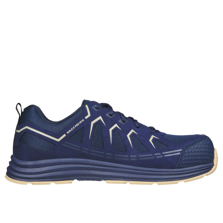 SKECHERS WORK Mens Malad II Composite Toe Athletic Work Shoe Navy/Tan - 200127-NVTN NAVY/TAN Image 1