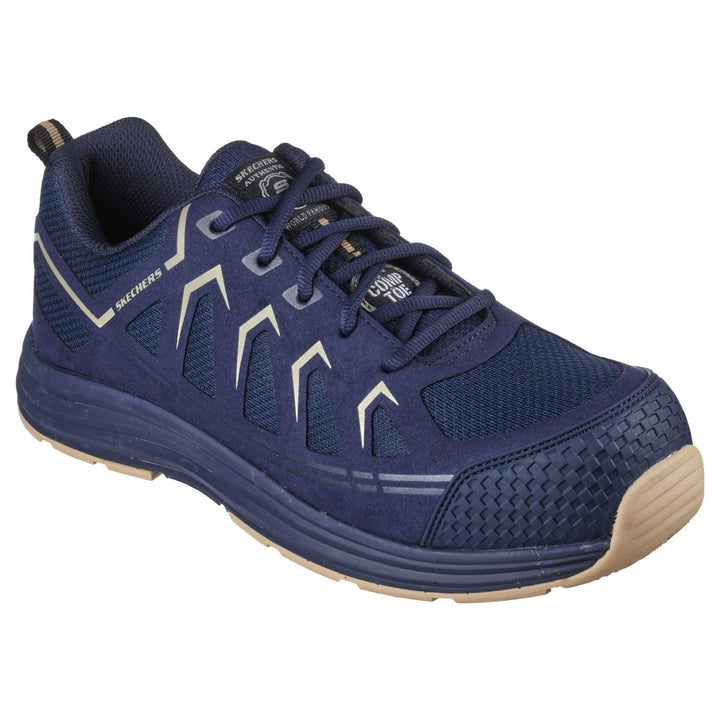 SKECHERS WORK Mens Malad II Composite Toe Athletic Work Shoe Navy/Tan - 200127-NVTN NAVY/TAN Image 2