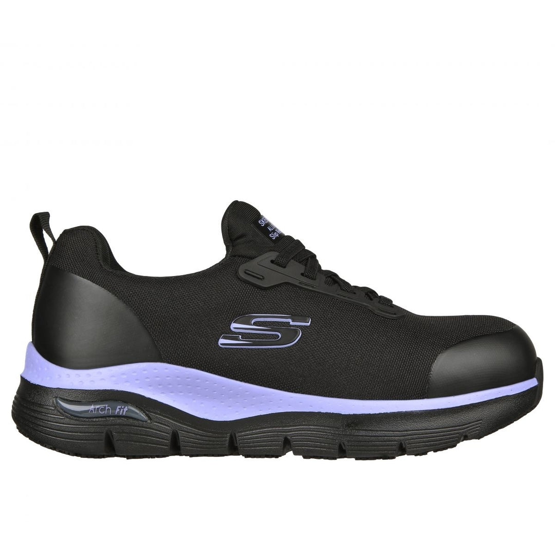 SKECHERS WORK Womens Arch Fit SR - Evzan Alloy Toe Slip Resistant Work Shoe Black/Purple - 108057-BKPR BKPR Image 1