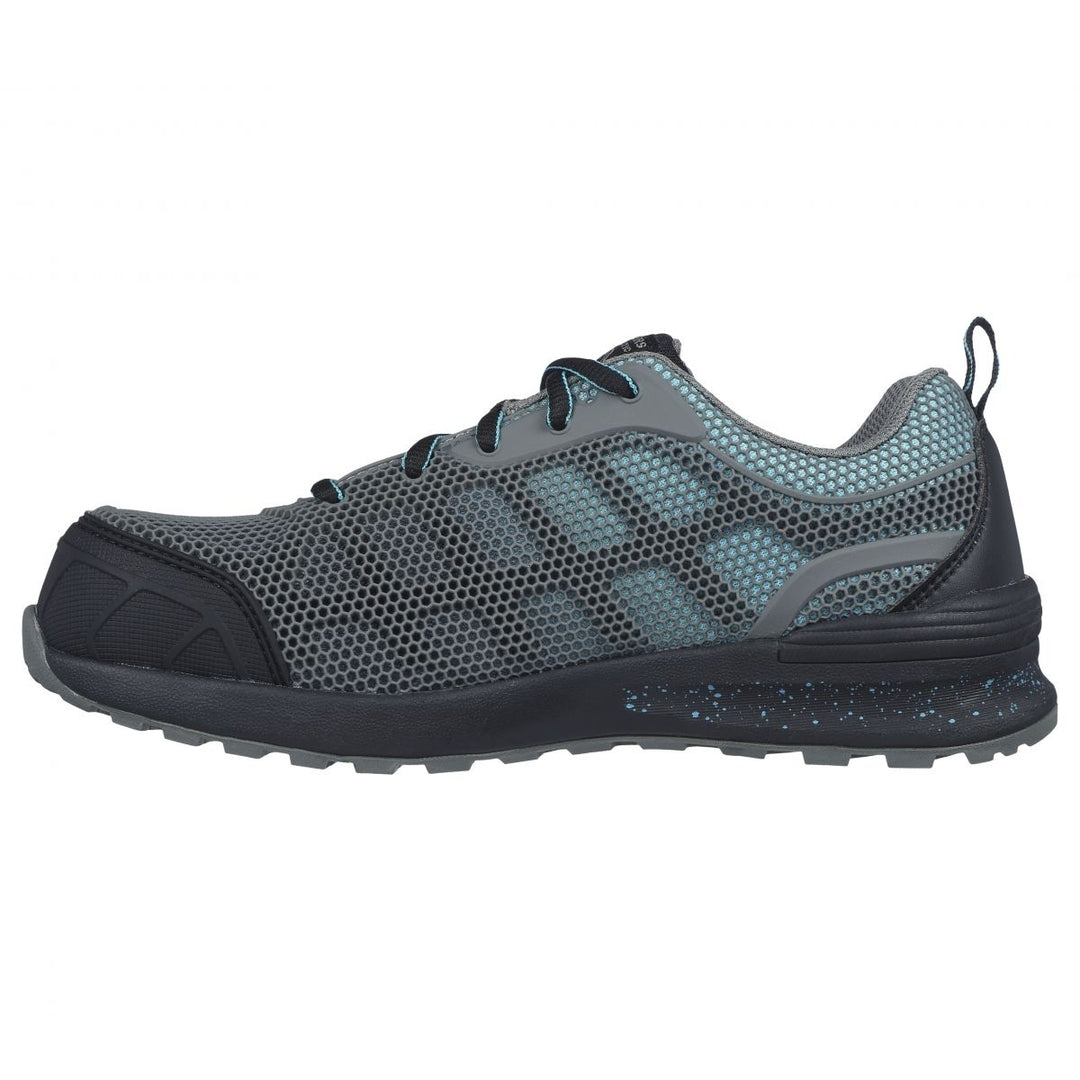 SKECHERS WORK Womens Bulklin - Lyndale Composite Toe Work Shoe Gray/Aqua 77273-GYAQ GRAY/AQUA Image 3