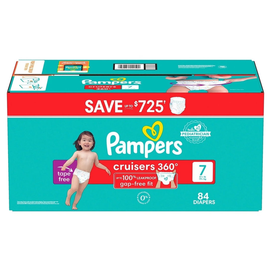 Pampers Cruisers 360 Diapers Gap-Free Fit Size 7 (41+ Pounds) 84 Count Image 1