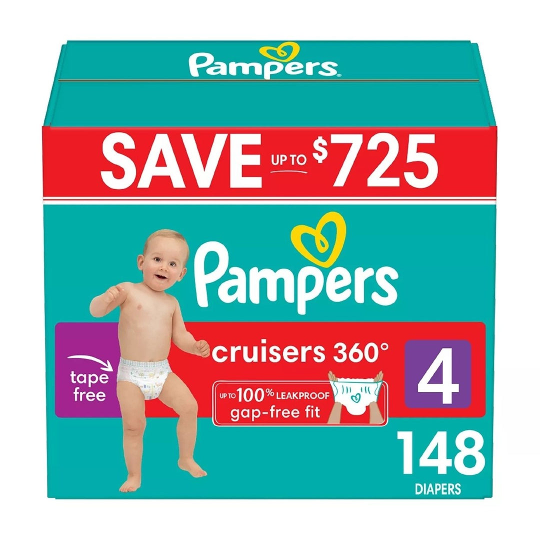 Pampers Cruisers 360 Diapers Gap-Free Fit Size 4 (22 - 37 Pounds) 148 Count Image 1