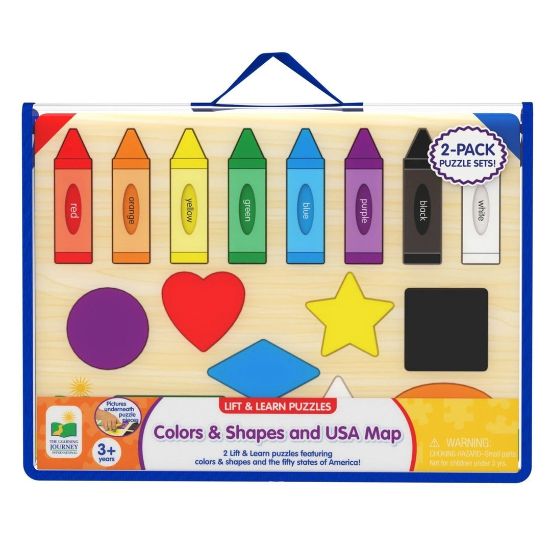 Lift and Learn Puzzles Colors and Shapes + USA Map 2 Pack Image 1