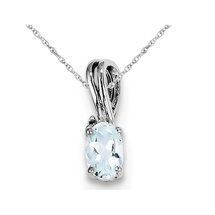 1/3 Carat (ctw) Aquamarine Drop Pendant Necklace in Sterling Silver with Chain Image 1