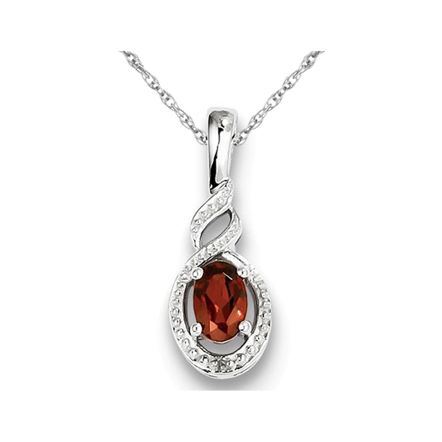 1/2 Carat (ctw) Garnet Drop Pendant Necklace in Sterling Silver with Chain Image 1