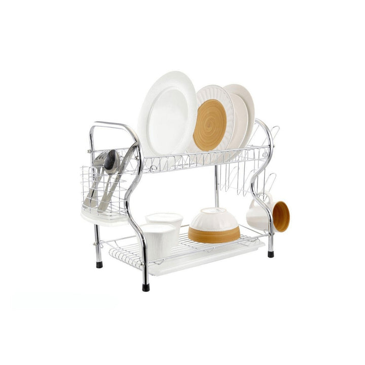 Better Chef 22 Inch Chrome Dish Rack 2 Level R-Shaped with Cutlery Holder DR-224 Image 10