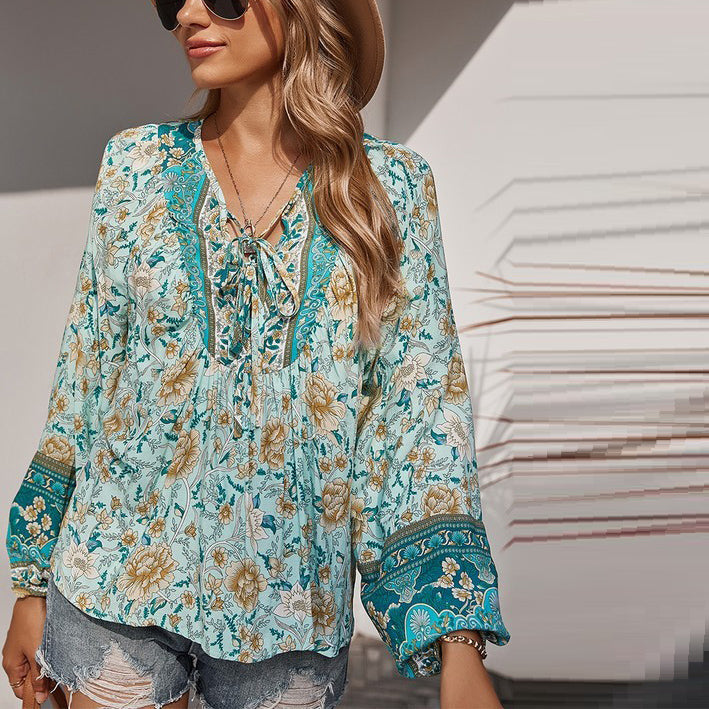 Boho Floral Laidback Blouse Image 1