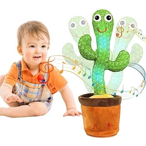 Dancing Cactus Toy Plush Talking Singing USB Rechargeable for Babies Toddlers Image 1