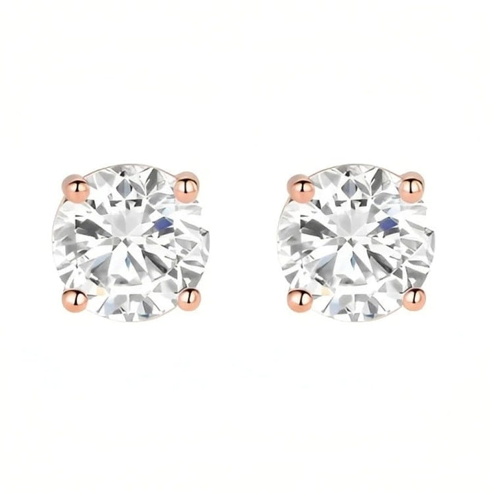 Paris Jewelry 18k Rose Gold Stud Earrings Created White Sapphire 4mm 6mm Pair Image 2