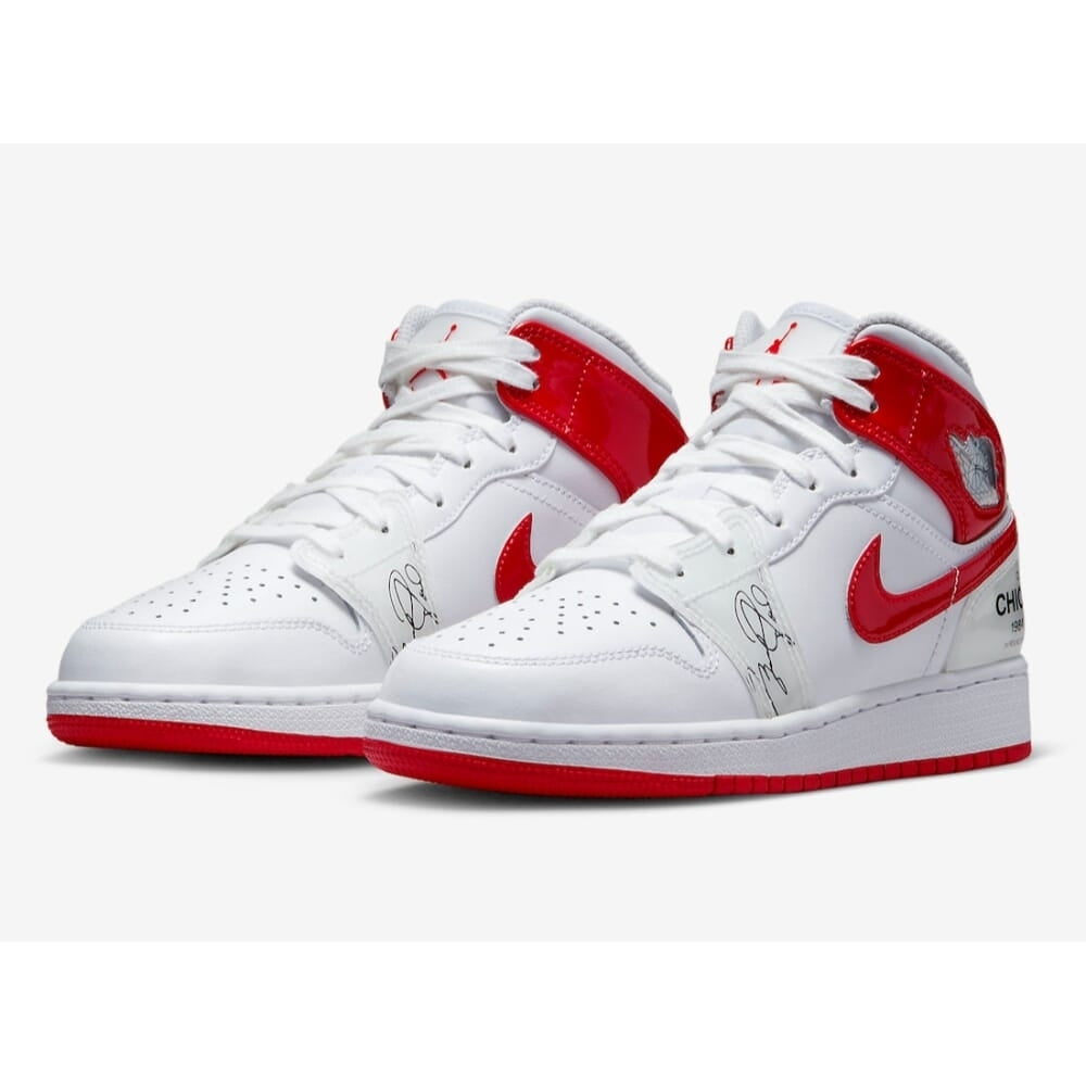 Nike Air Jordan 1 Mid SS White/University Red DR6496-116 Grade-School Image 4