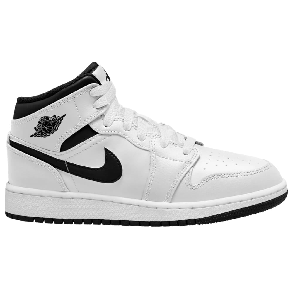 Nike Air Jordan 1 Mid White/Black-White-Black  DQ8423-132 Grade-School Image 1