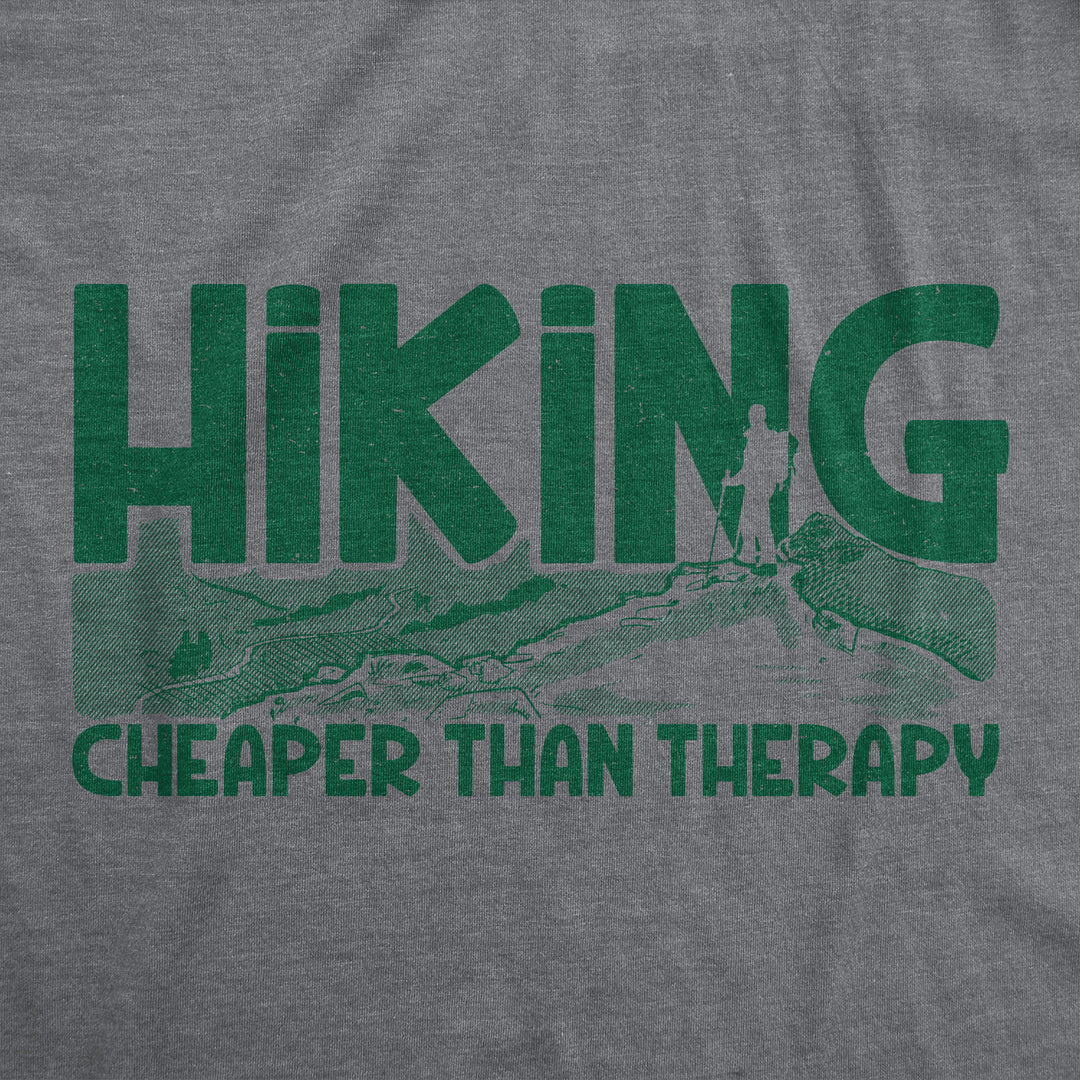 Mens Hiking Cheaper Than Therapy Funny Camping Outdoor Summer T shirt Image 2