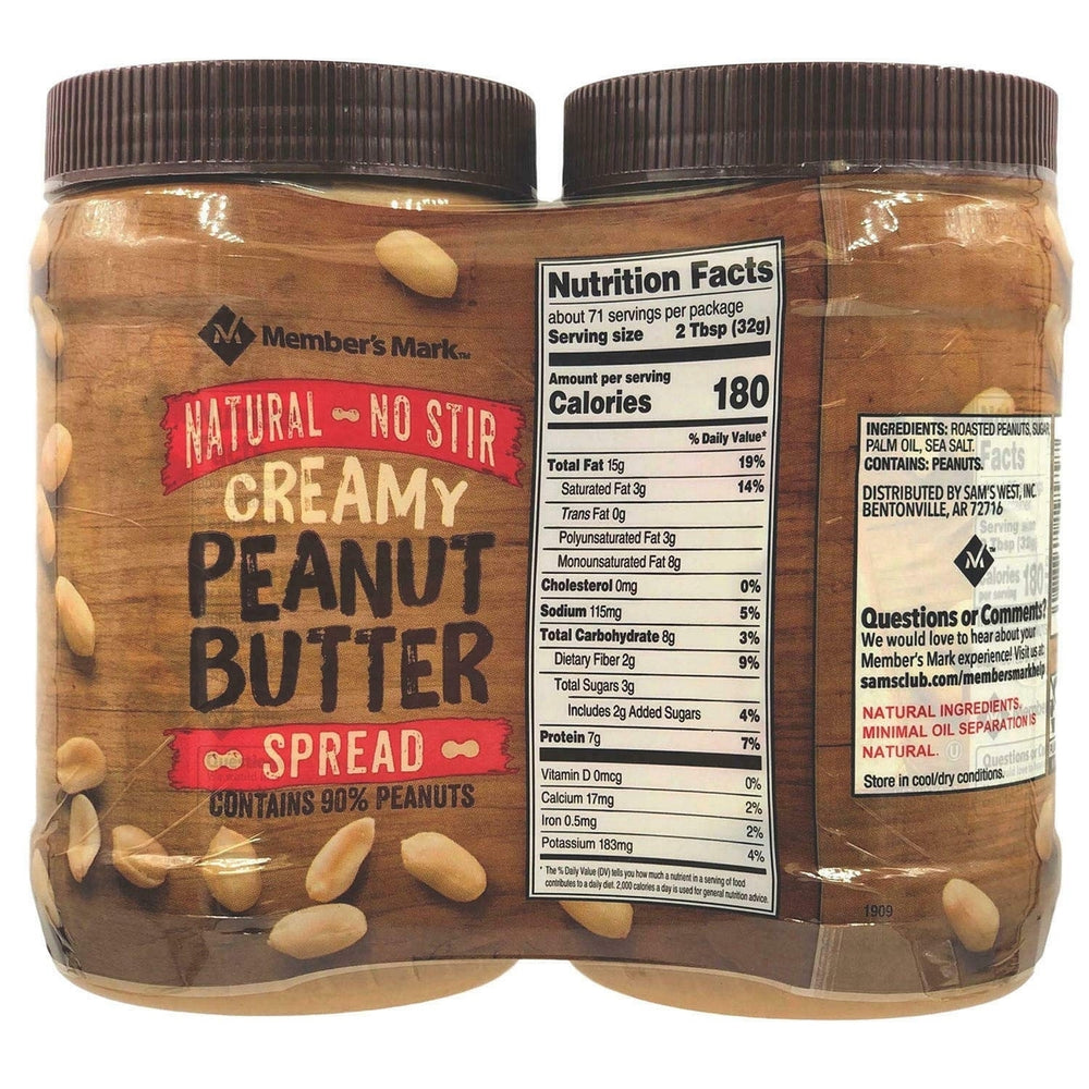 Members Mark Natural No Stir Creamy Peanut Butter Spread (40 Ounce 2 Count) Image 2