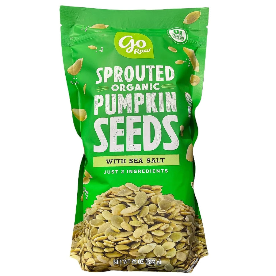 Go Raw Pumpkin Seeds with Sea Salt Sprouted and Organic 22 Ounce Bag Image 1