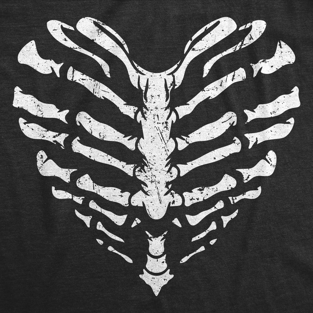 Womens Skeleton Ribcage Heart Funny T Shirt Spooky Novelty Tee For Ladies Image 2