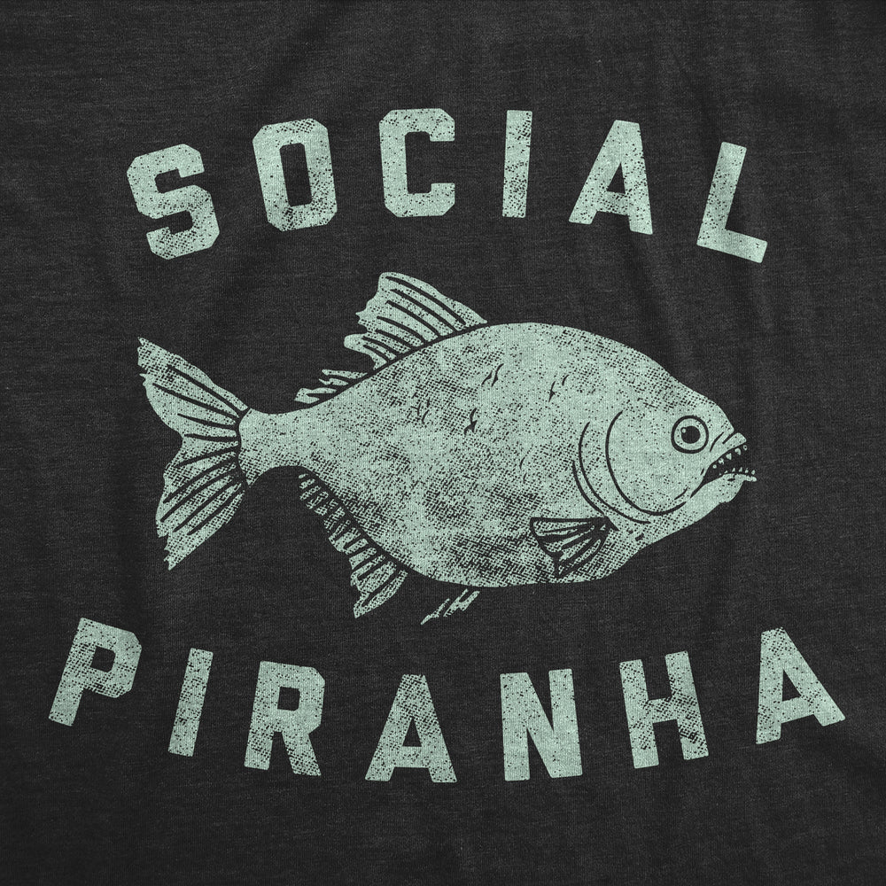 Mens Funny T Shirts Social Piranha Sarcastic Fish Graphic4 Tee For Men Image 2